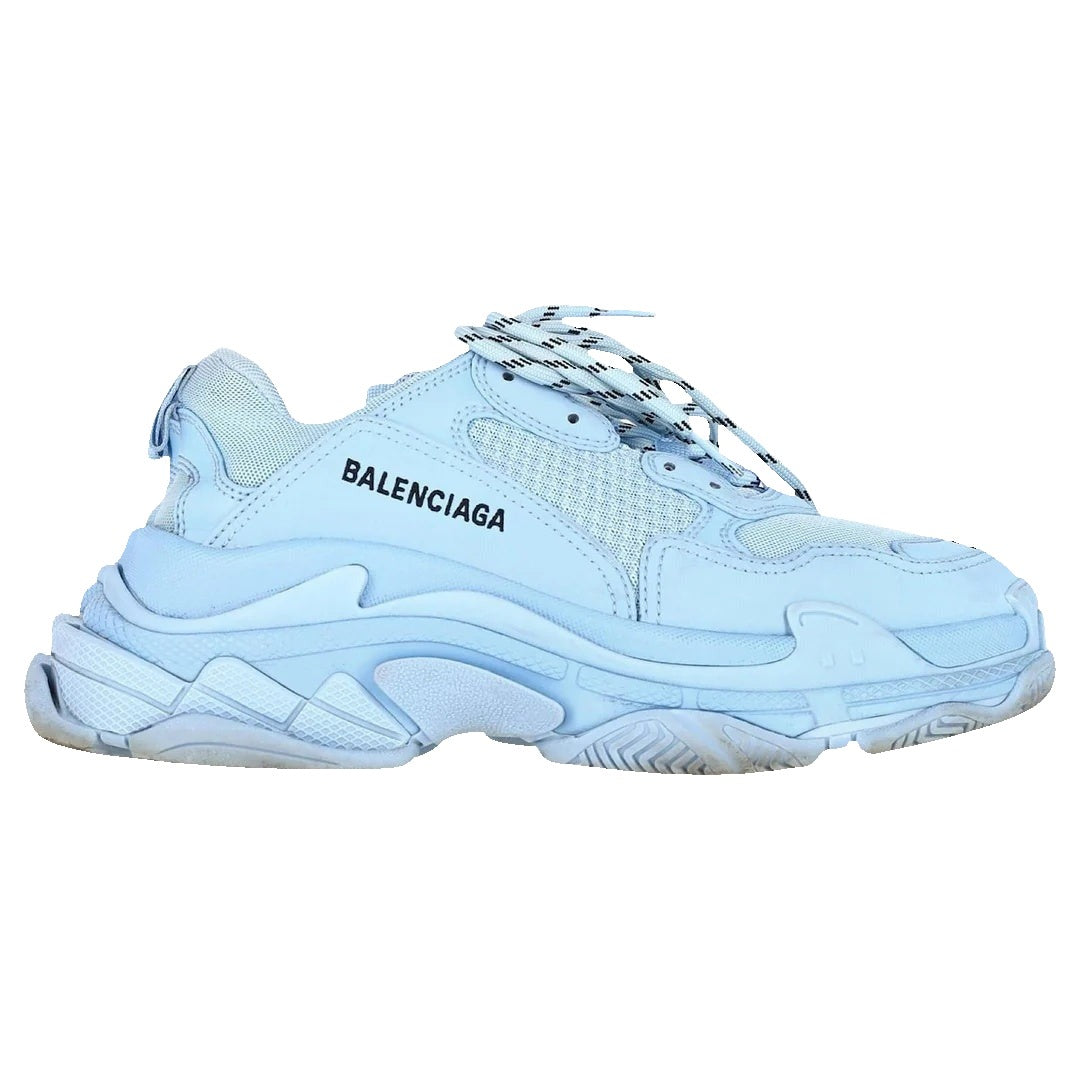 BALENCIAGA TRIPLE S PANELED SNEAKERS LIGHT BLUE & WHITE