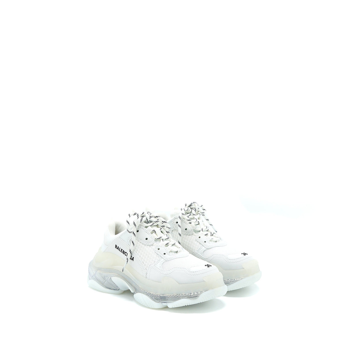 BALENCIAGA TRIPLE S SNEAKERS CLEAR SOLE IN WHITE DOUBLE FOAM/MESH