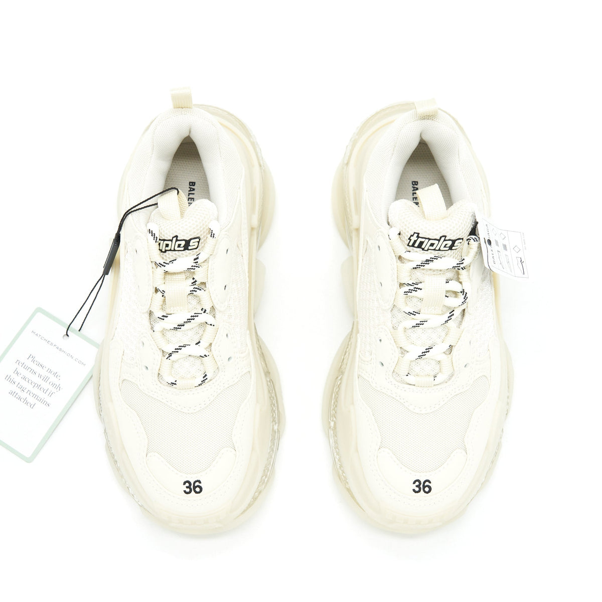 BALENCIAGA TRIPLE S TRAINERS CLEAR SOLE WHITE