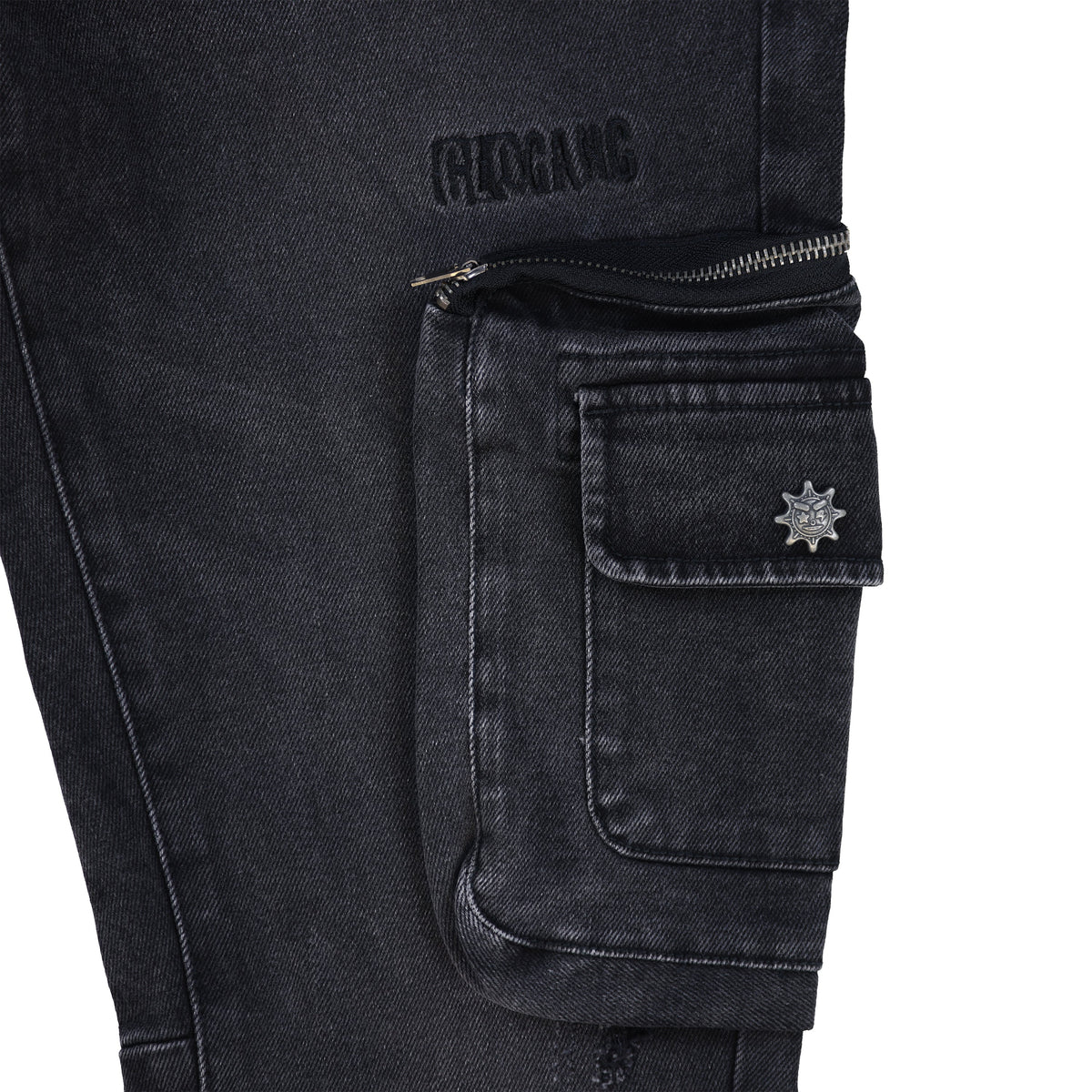 Glo Gang Denim Cargo Flare (Black)