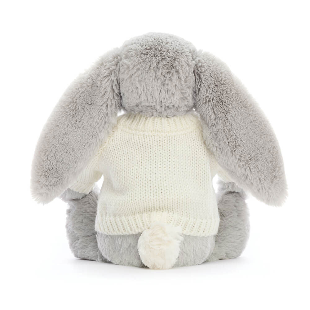Bashful Silver Bunny with Personalised Cream Jumper