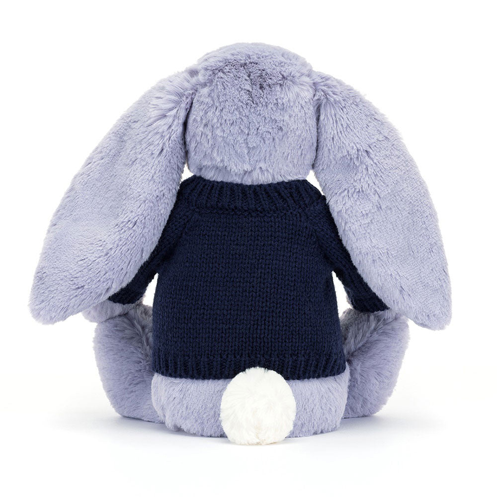 Bashful Viola Bunny with Personalised Navy Jumper