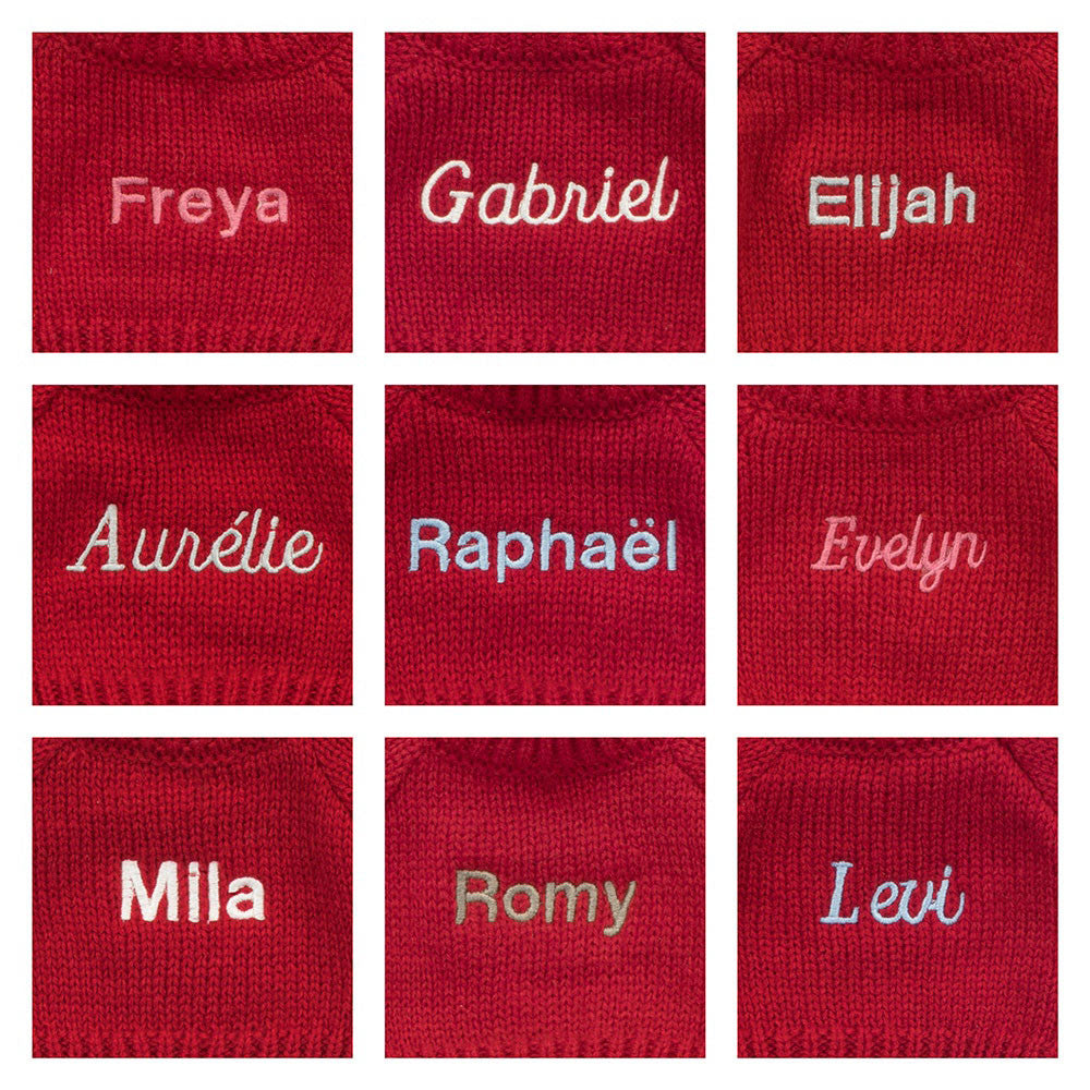 Bashful Black & Cream Puppy with Personalised Red Jumper