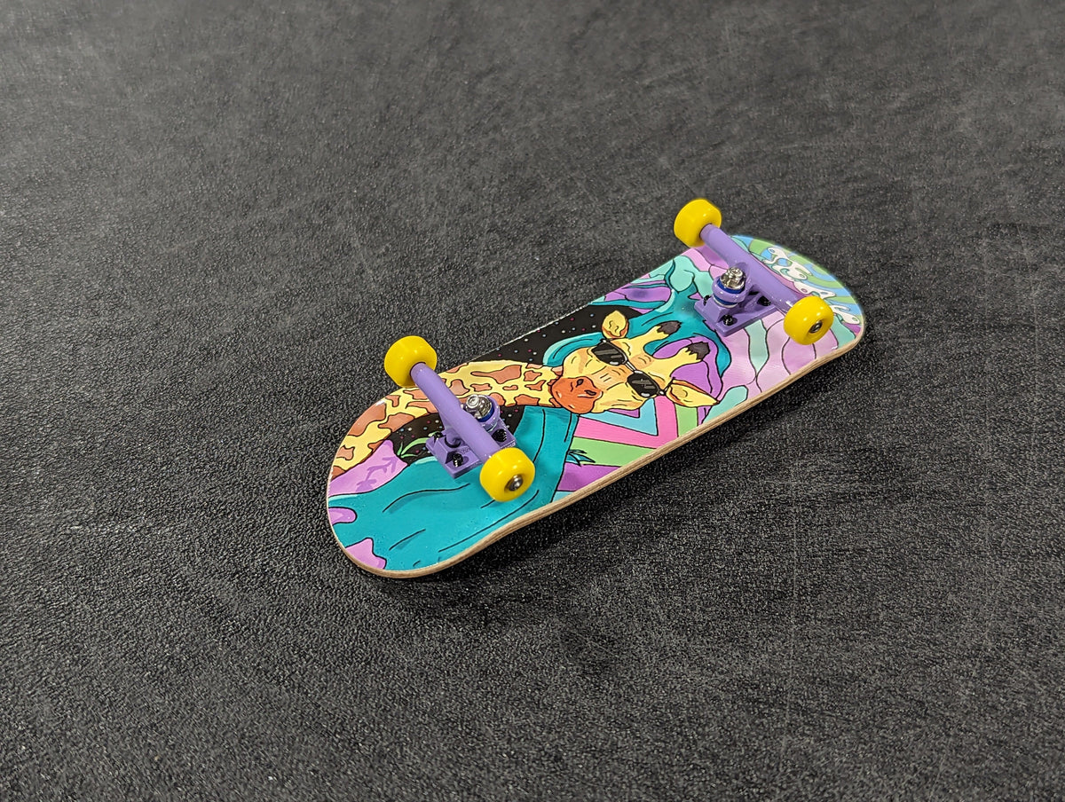 32mm Prolific Gen2 Fingerboard Complete - "Graffiti Giraffe" Graphic - Gen2 Prodigy Trucks + Pro Duro Bubble Bushings