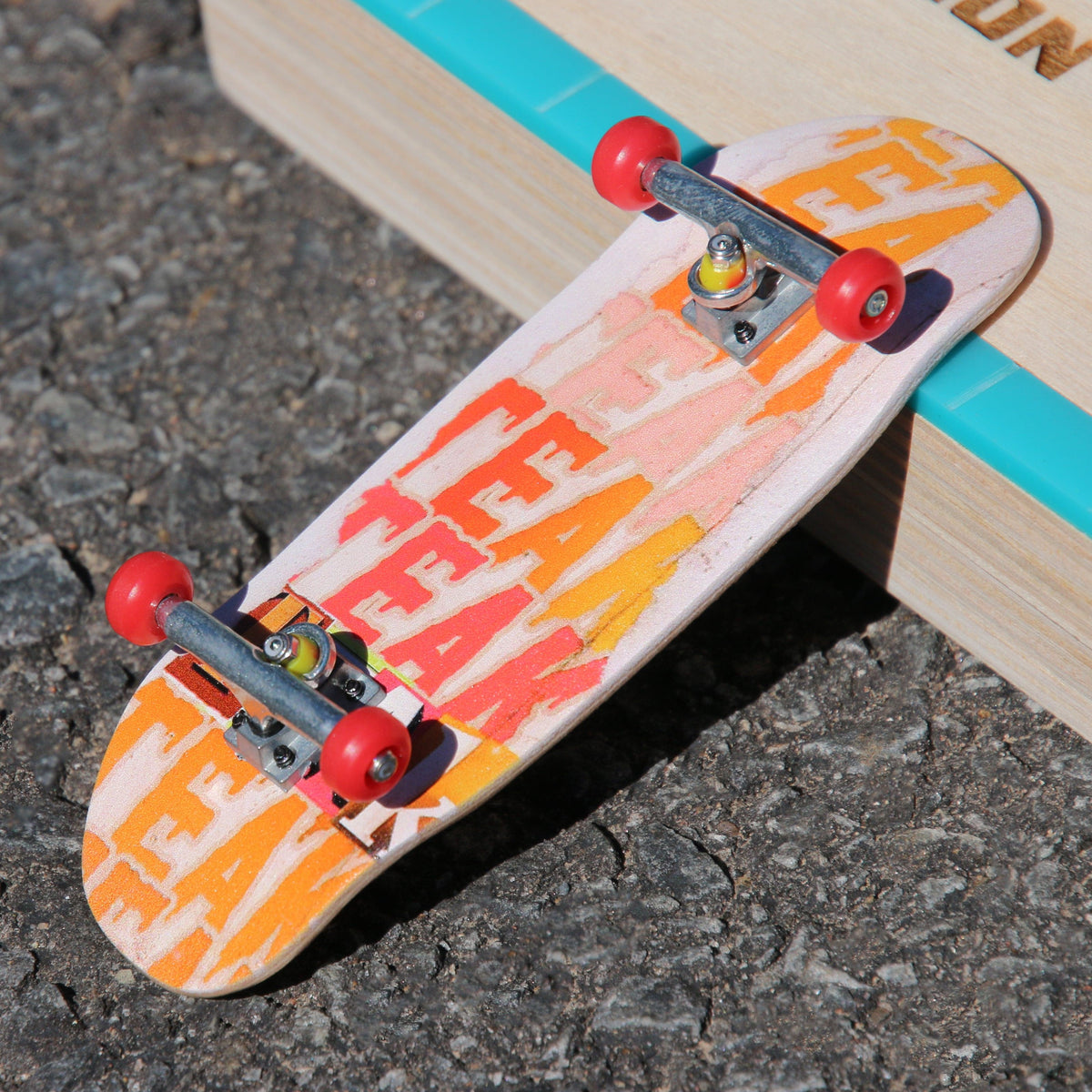 33.5mm Ohh Shape Prolific Gen2 Fingerboard Complete - "Teak Stack" Graphic - Gen2 Prodigy Trucks + Pro Duro Bubble Bushings