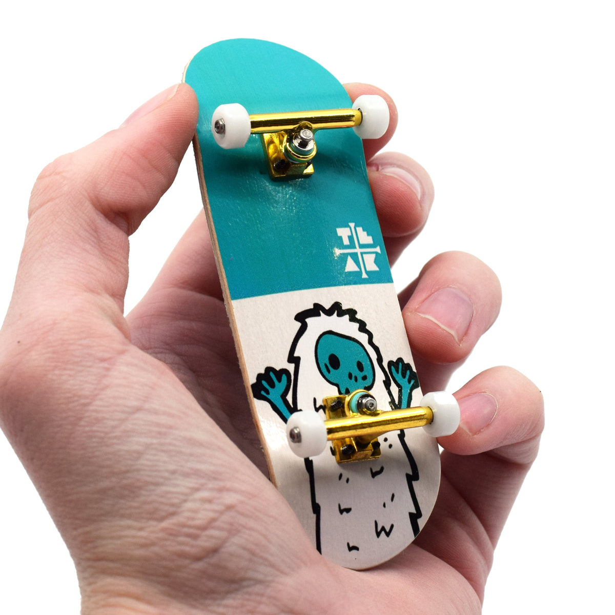 32mm Prolific Gen2 Fingerboard Complete - "Teal Yeti" Graphic - Gen2 Prodigy Trucks + Pro Duro Bubble Bushings