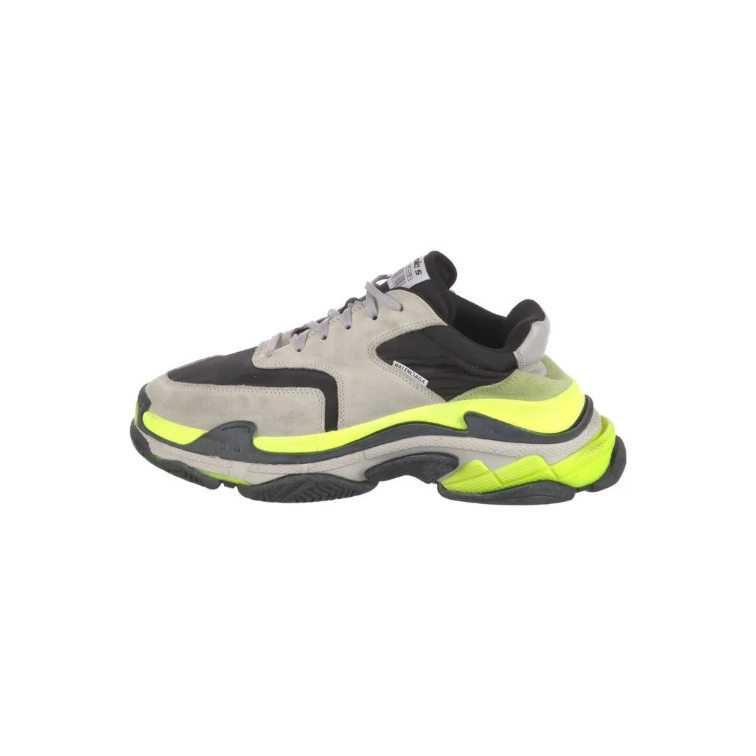 BALENCIAGA TRIPLE S SPORTS SHOES GREY & NEON YELLOW