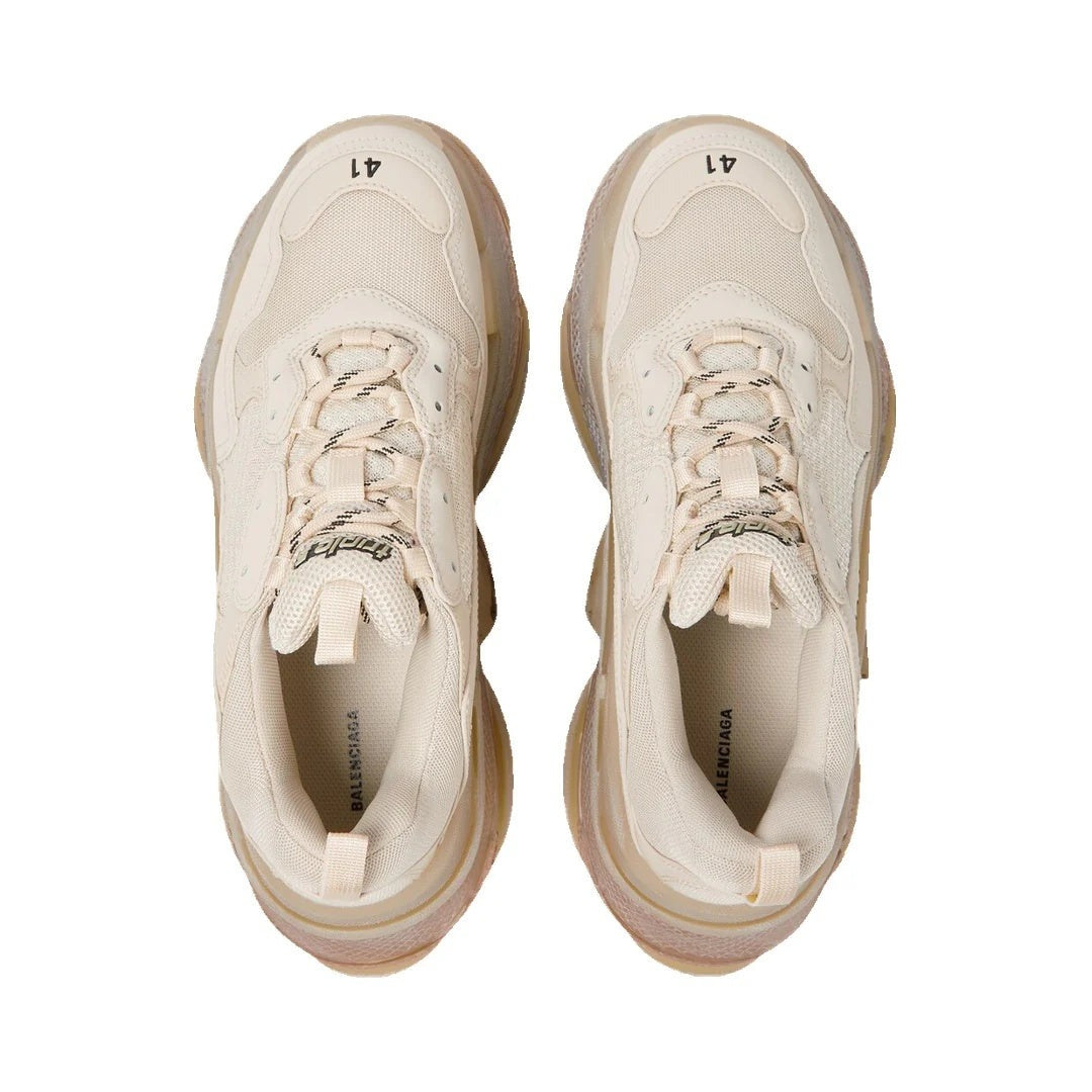 BALENCIAGA TRIPLE S SNEAKERS GREY RED BEIGE & CREAM