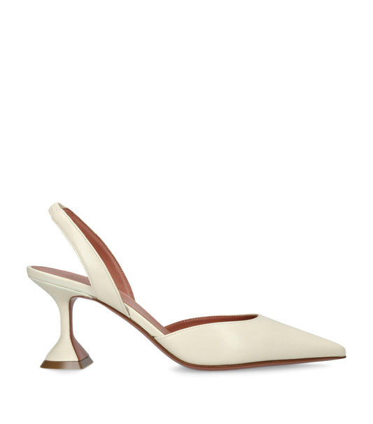Amina Muaddi Leather Holli Slingback Pumps 70
