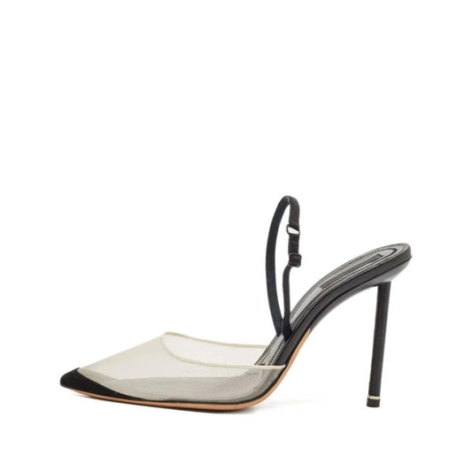 ALEXANDER WANG SUEDE TIA SLINGBACK PUMP BLACK & WHITE MESH