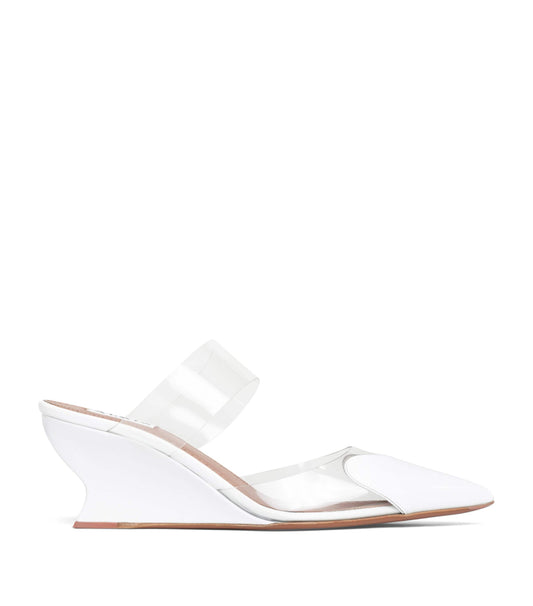 Alaïa Leather-PVC Le Coeur Wedge Mules 60