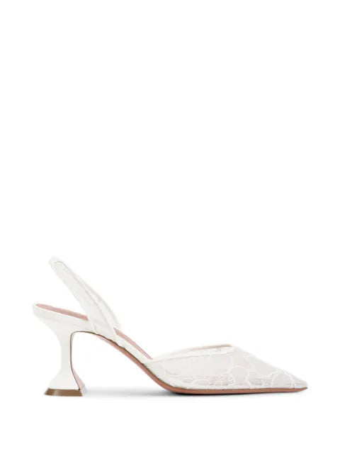 Amina Muaddi lace slingback pumps