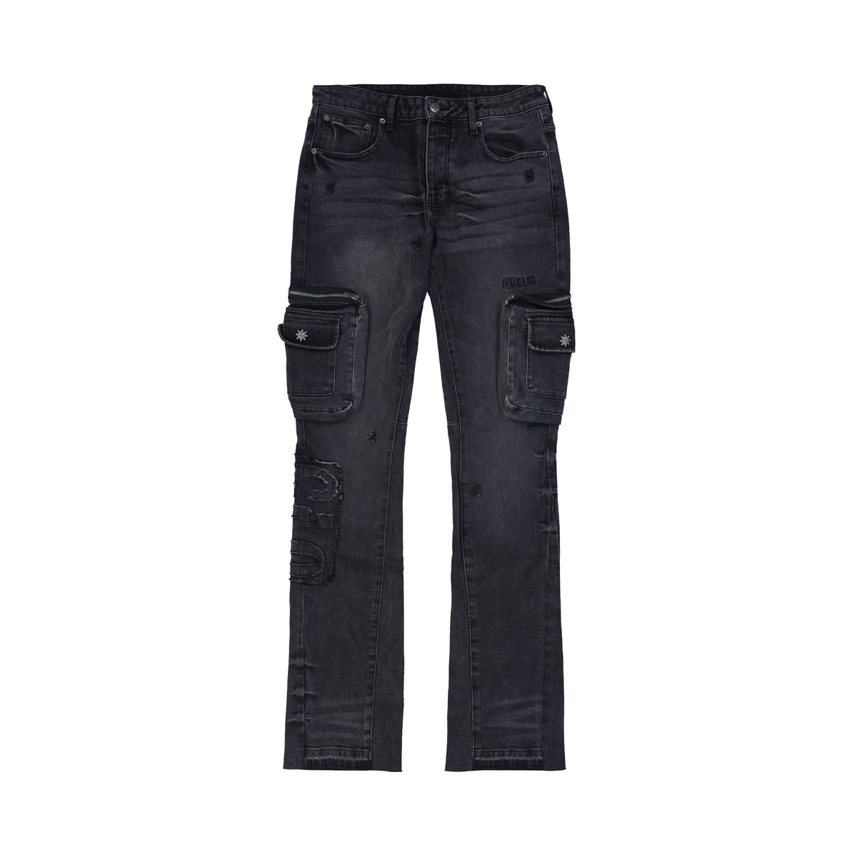 Glo Gang Denim Cargo Flare (Black)