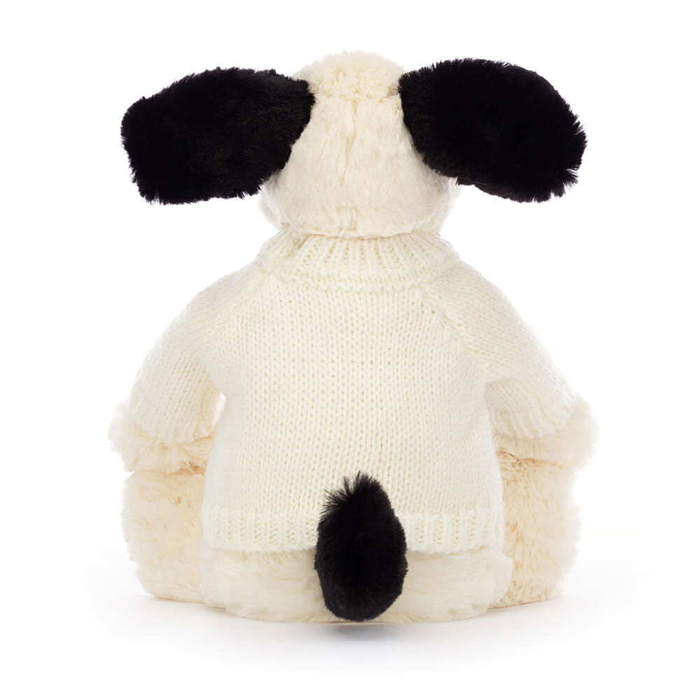 Bashful Black & Cream Puppy with Personalised Cream Jumper