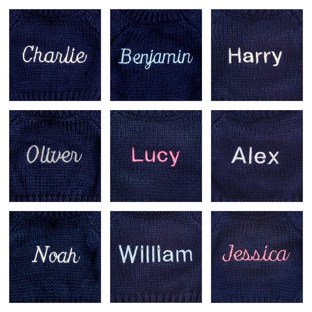 Bashful Silver Bunny with Personalised Navy Jumper