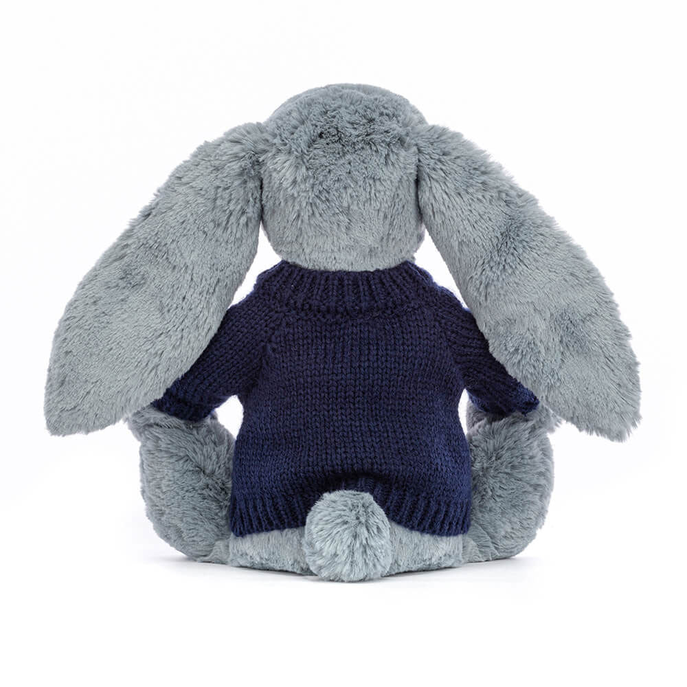 Blossom Dusky Blue Bunny with Personalised Navy Jumper