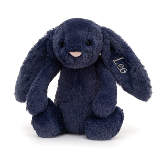 Personalised Bashful Navy Bunny Medium