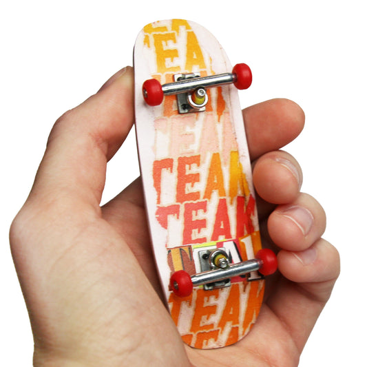 33.5mm Ohh Shape Prolific Gen2 Fingerboard Complete - "Teak Stack" Graphic - Gen2 Prodigy Trucks + Pro Duro Bubble Bushings