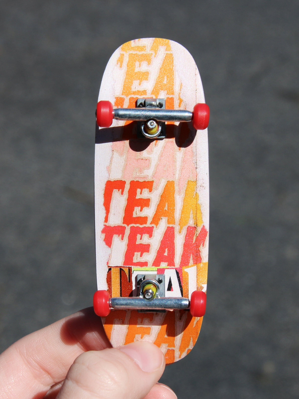 33.5mm Ohh Shape Prolific Gen2 Fingerboard Complete - "Teak Stack" Graphic - Gen2 Prodigy Trucks + Pro Duro Bubble Bushings