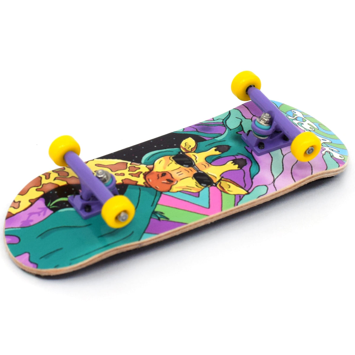 32mm Prolific Gen2 Fingerboard Complete - "Graffiti Giraffe" Graphic - Gen2 Prodigy Trucks + Pro Duro Bubble Bushings