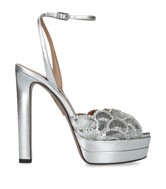Aquazzura Leather Ce Soir Heeled Sandals 130