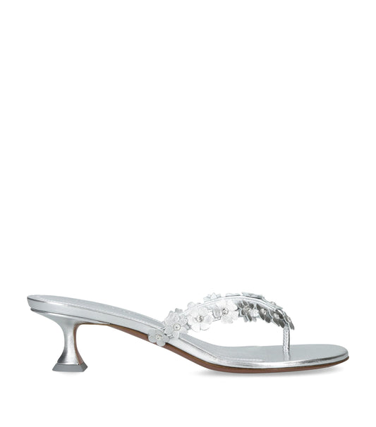 Amina Muaddi Leather Janis Heeled Sandals 45