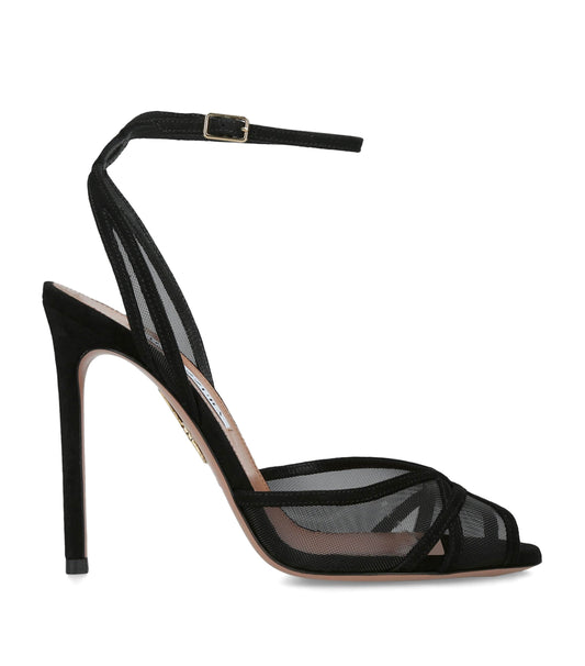 Aquazzura Suede Shear Heeled Sandals 105