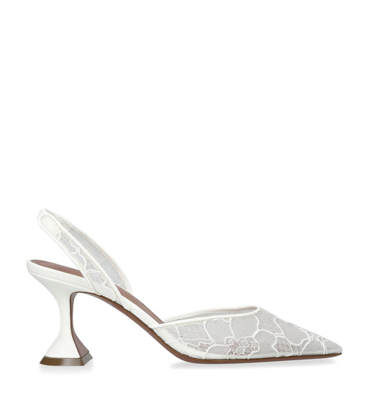 Amina Muaddi Lace Holli Slingback Pumps 70