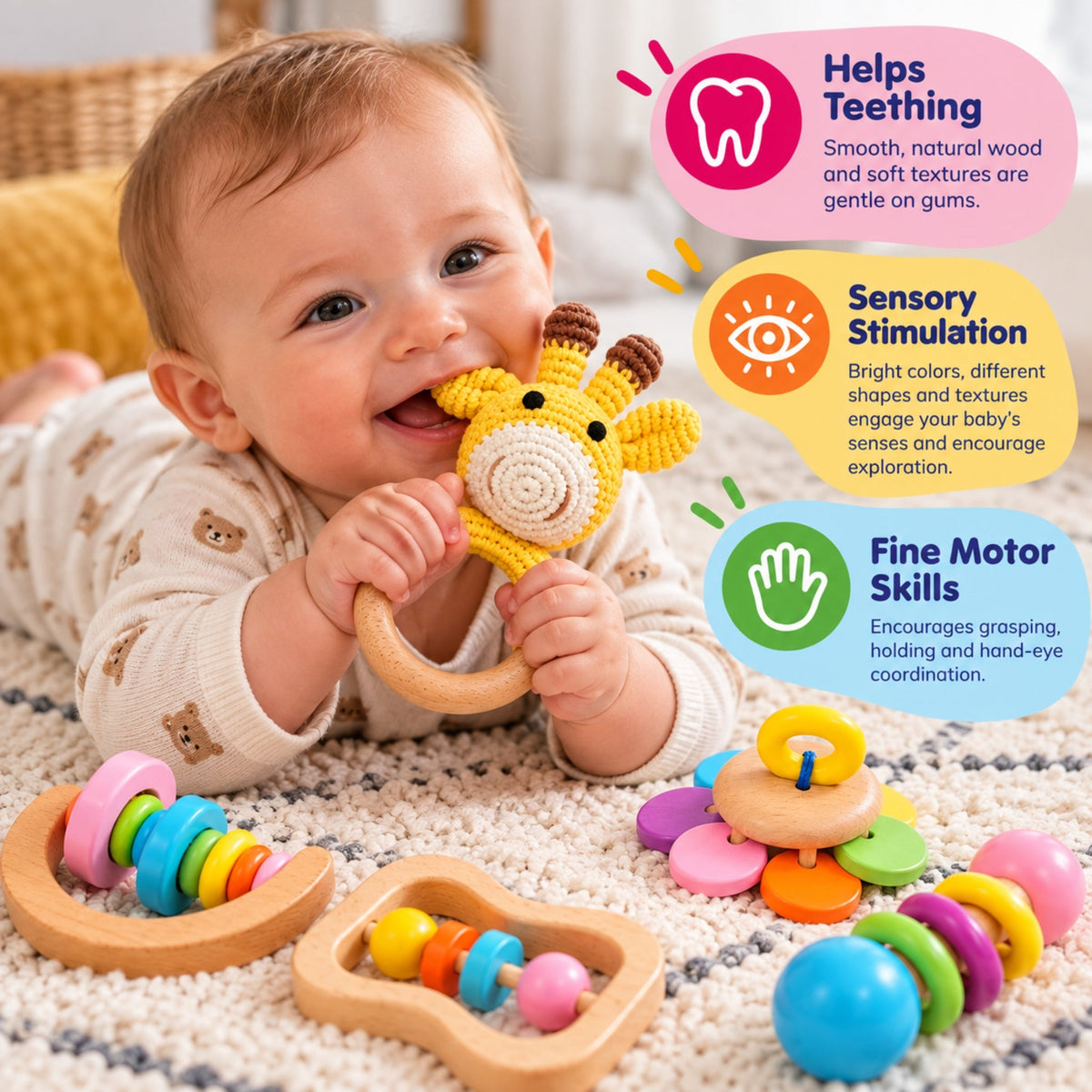 Montessori Baby Rattle Set